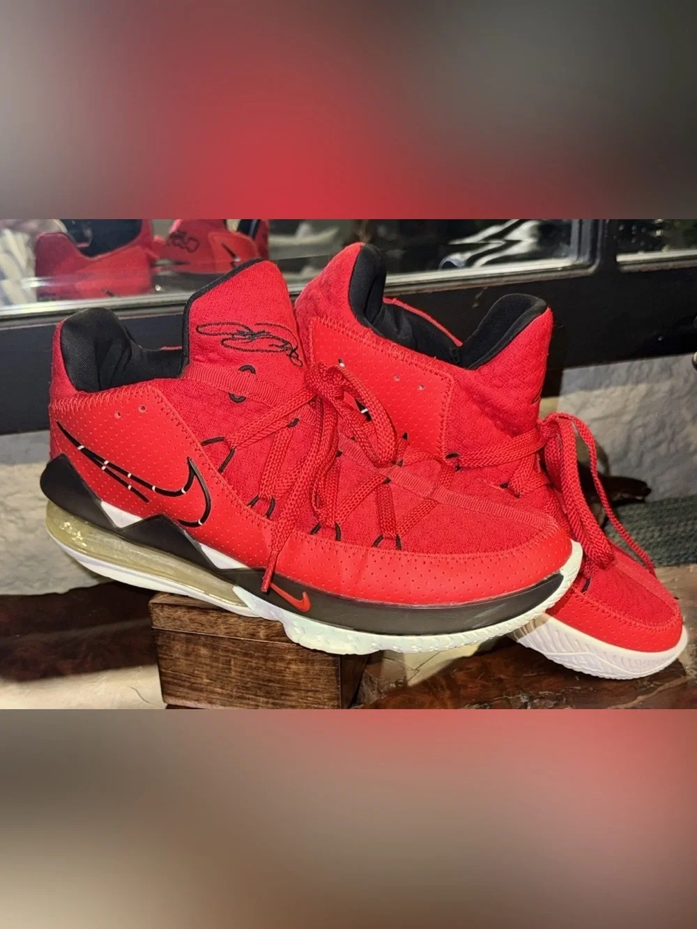 Nike LeBron 17 Low Red Black Air Max Shoes Mens 12